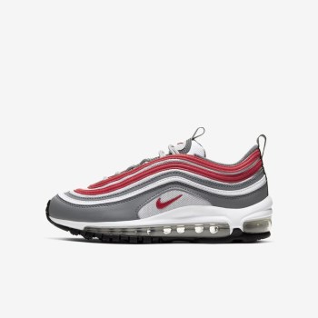 Nike Air Max 97 - Nagyobb Gyerek Air Max Trainers - Szürke/Fehér/Szürke/Piros